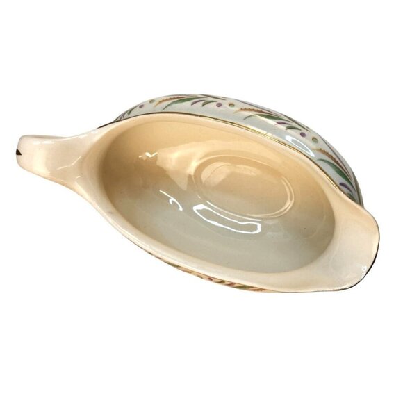 Nautilus Eggshell USA Gravy Boat Pitcher Autumn Floral Design & Gold Trim Vinta - Picture 5 of 6